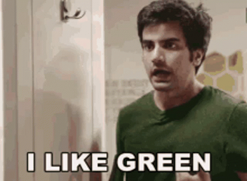 Man in Green Shirt Saying I Like Green