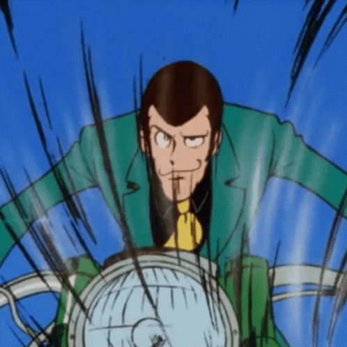 Man In Green Suit And Yellow Tie Riding Motorcycle GIF