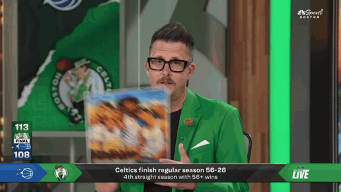 Man in Green Suit Holding Box Celtics Finish Regular Season 56-26 4th Straight Season With 56+ W