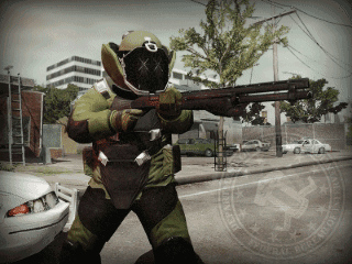 Man In Green Suit Holding Shotgun FBI Badge GIF