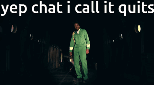 Man in Green Suit Saying I Call It Quits