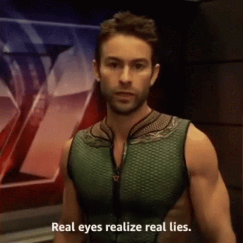 Man in Green Tank Top Saying Real Eyes Real Lies