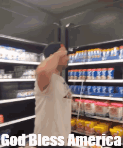 Man in Grocery Store God Bless America