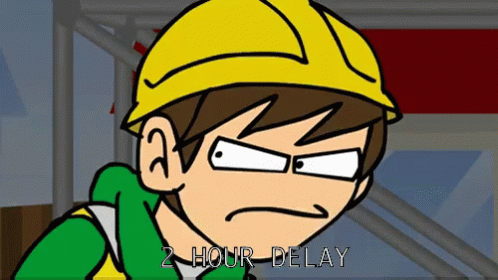 Man in Hard Hat 2 Hour Delay