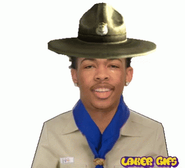 Man in Hat and Blue Scarf Laker Gifs