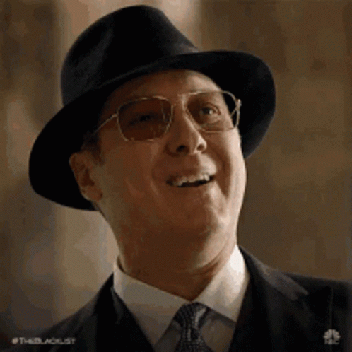Man In Hat And Glasses Smiling Looking Up GIF