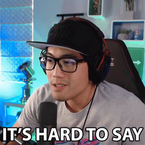 Man In Hat And Headphones Says It's Hard To Say GIF