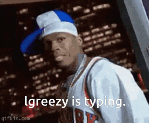 Man in Hat and Jersey Says lgreezy Is Typing