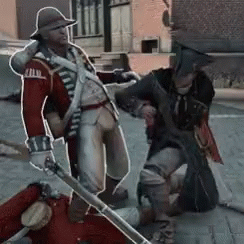 Man In Hat And Man In Red Uniform GIF