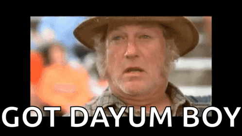 Man In Hat And Plaid Shirt Saying Got Dayum Boy GIF