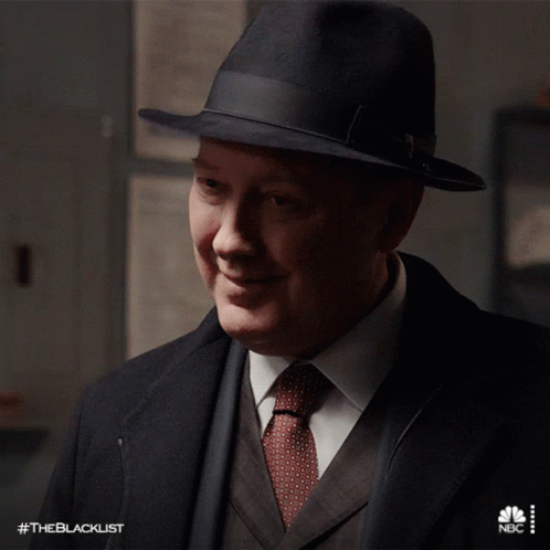 Man In Hat And Suit Smiling #Theblacklist GIF