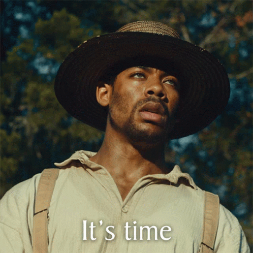 Man In Hat And Suspenders Saying Its Time GIF