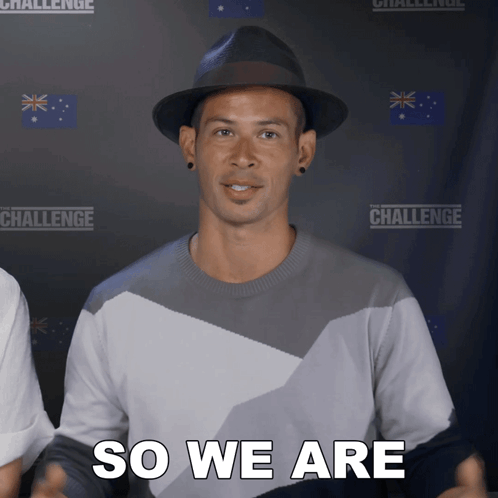 Man In Hat And Sweater Says So We Are GIF