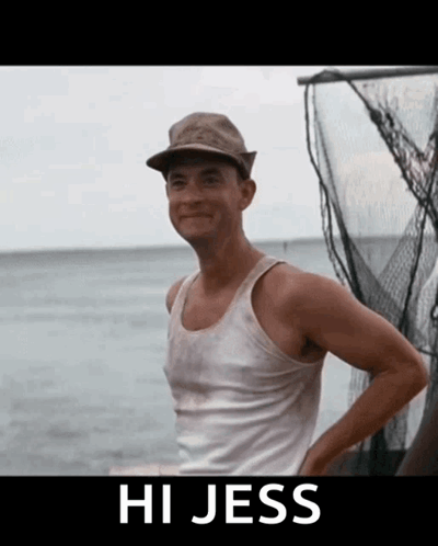 Man in Hat and Tank Top Saying Hi Jess