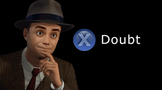 Man in Hat and Tie in Front of Blue X Button