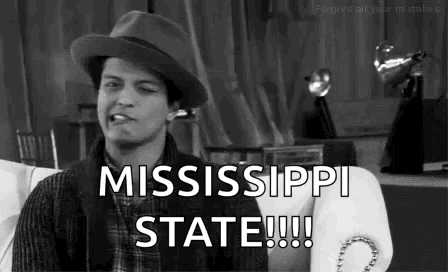 Man in Hat on Couch Saying Mississippi State