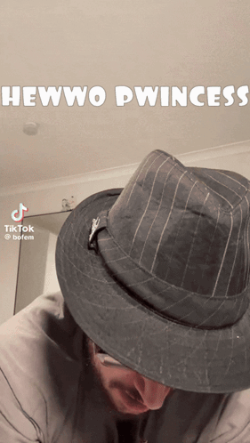 Man In Hat Saying Hewwo Pwiness GIF