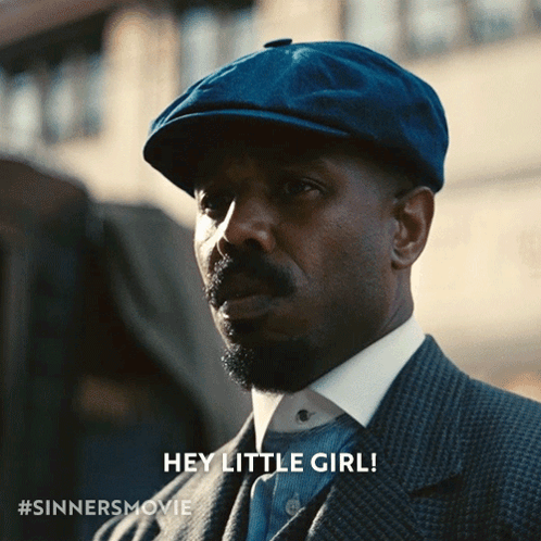 Man In Hat Says Hey Little Girl GIF