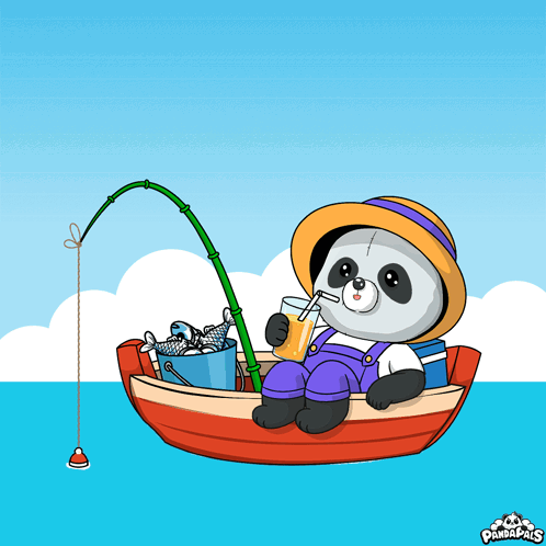 Man In Hat Sitting In Boat With Motor GIF
