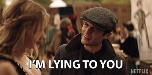 Man in Hat Telling Woman I'm Lying to You