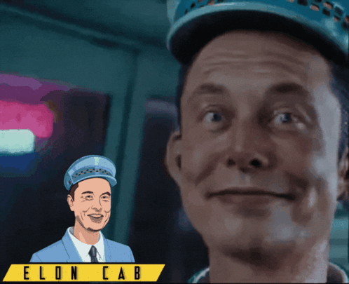 Man in Hat with Elon Cab