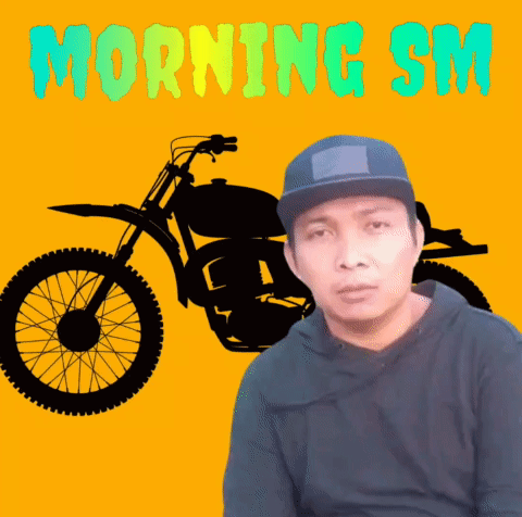 Man in Hat with Motorcycle Saying Morning SM