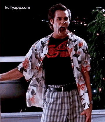 Man In Hawaiian Shirt And Plaid Pants Screaming GIF