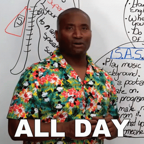 Man In Hawaiian Shirt In Front Of All Day GIF