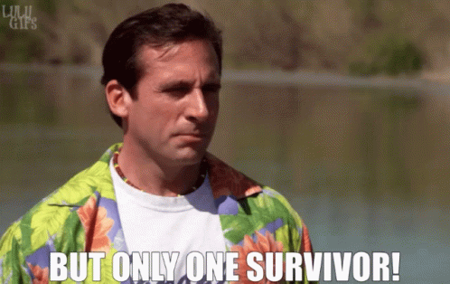 Man in Hawaiian Shirt Saying But Only One Survivor