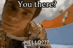 Man in Hawaiian Shirt Saying You There Hello James