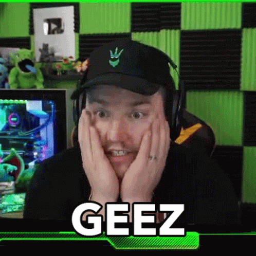 Man In Headphones And Black Hat Saying Geez GIF