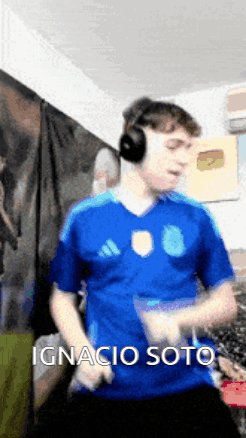 Man in Headphones and Blue Shirt Ignacio Soto