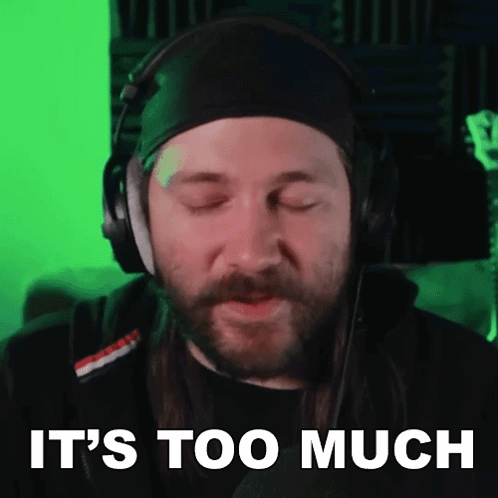 Man In Headphones And Headband Saying Too Much