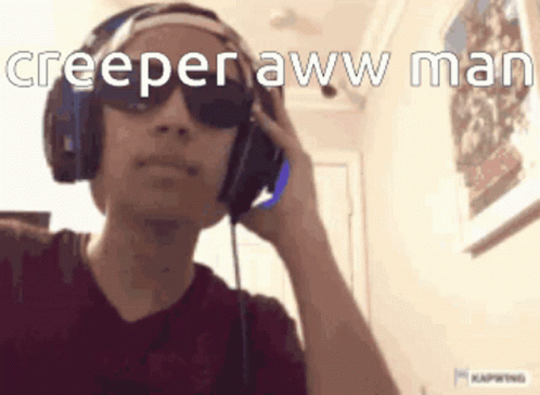 Man in Headphones and Sunglasses Creeper Aww Man