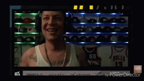 Man In Headphones And White Tank Top On Screen Saying Get GIF