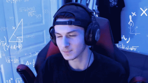 Man In Headphones By Math Equations Wall GIF