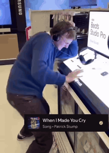 Man in Headphones Playing When I Made You Cry by Patrick Stump