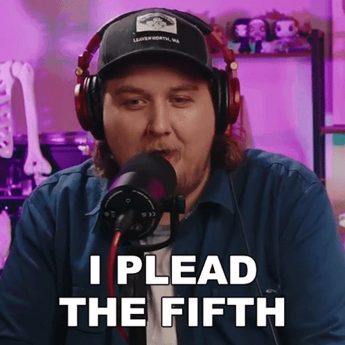 Man In Headphones Says I Plead The Fifth GIF