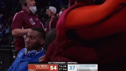 Man in Headphones Watching Virginia Tech vs North Carolina