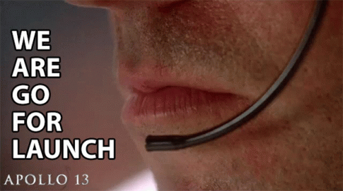 Man In Headset Saying We Are Go For Launch GIF