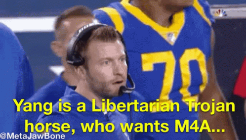 Man In Headset Saying Yang Is A Libertarian Trojan Horse Who Wants M4A GIF