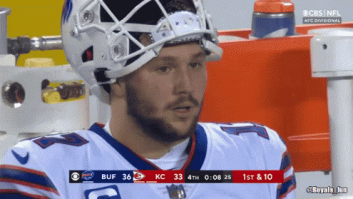 Man in Helmet and Buffalo Jersey