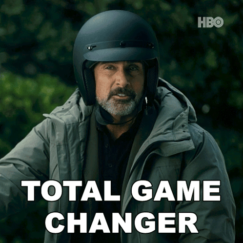 Man in Helmet and Jacket Saying Total Game Changer