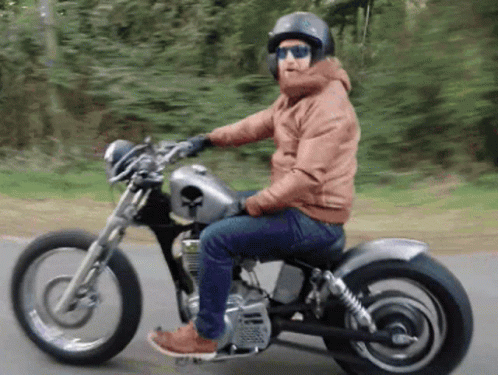 Man in Helmet and Sunglasses Riding Motorcycle