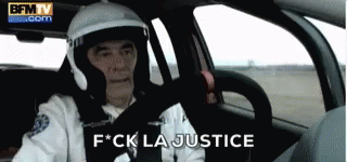Man In Helmet Driving Car F*ck La Justice GIF