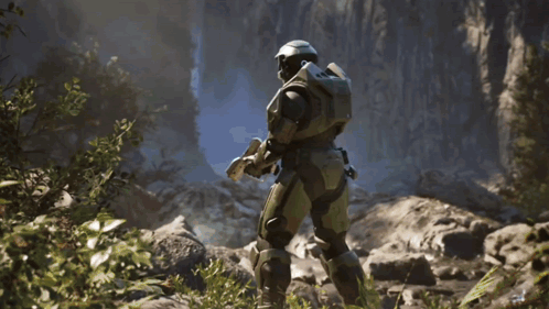 Man in Helmet Holding Glowing Blue Sword