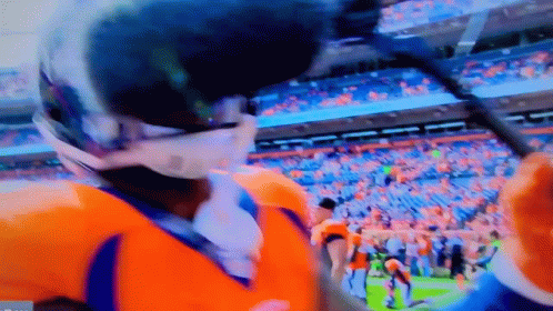 Man In Helmet In Front Of Sports Crowd GIF