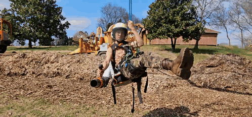 Man in Helmet on Swing