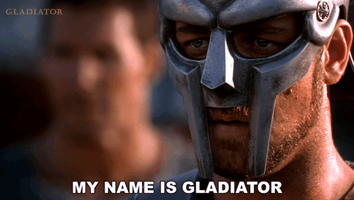 Man In Helmet Saying My Name Is Gladiator GIF