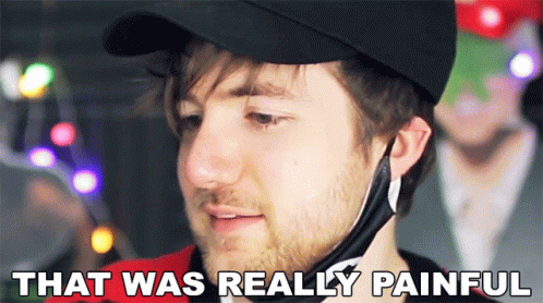 Man in Helmet Saying That Was Really Painful
